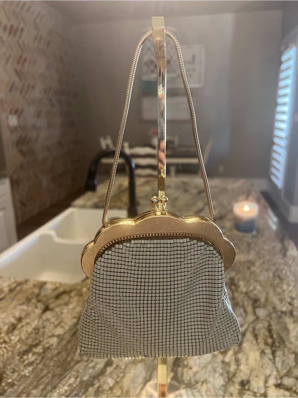 Vintage Ivory Mesh Chainmail  Evening Bag 💗💗💗